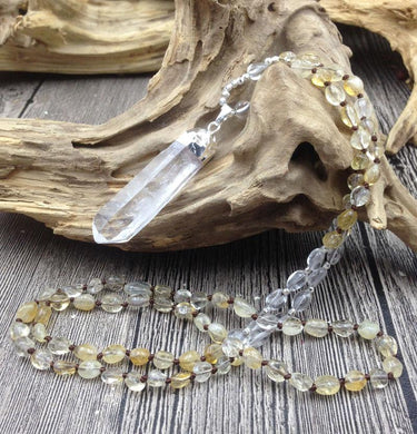 Raw Quartz Pendant & CITRINE Bead 'ABUNDANCE & POSITIVITY 'Necklace